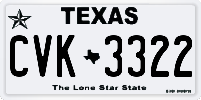 TX license plate CVK3322