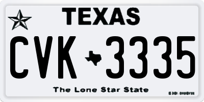 TX license plate CVK3335