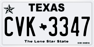 TX license plate CVK3347