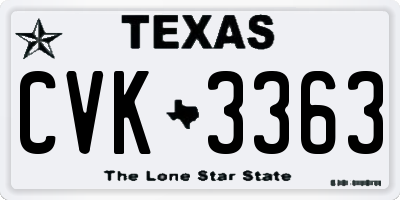 TX license plate CVK3363