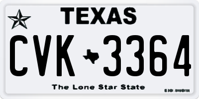 TX license plate CVK3364