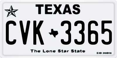 TX license plate CVK3365