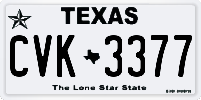 TX license plate CVK3377
