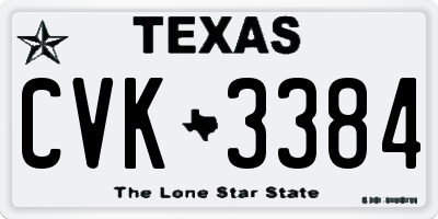 TX license plate CVK3384