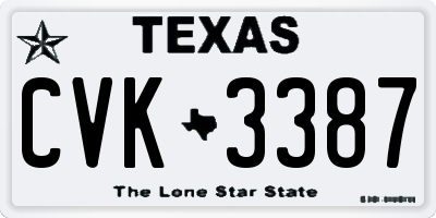 TX license plate CVK3387