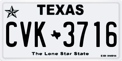 TX license plate CVK3716