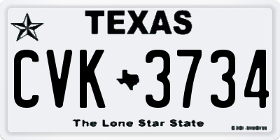 TX license plate CVK3734