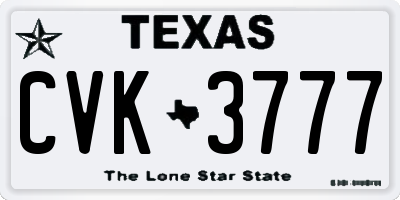 TX license plate CVK3777