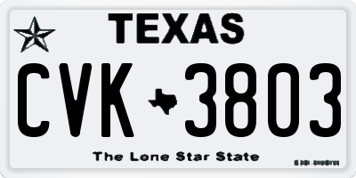 TX license plate CVK3803
