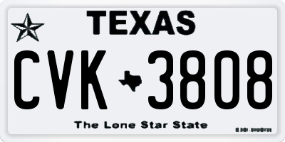 TX license plate CVK3808
