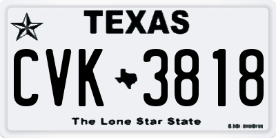 TX license plate CVK3818