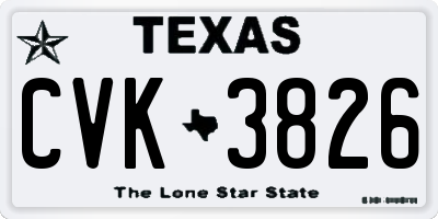 TX license plate CVK3826