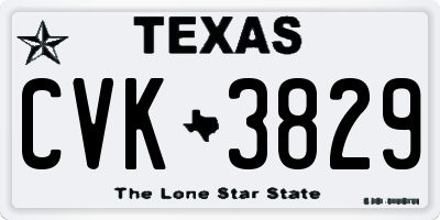 TX license plate CVK3829