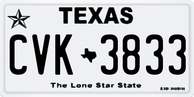 TX license plate CVK3833