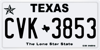 TX license plate CVK3853