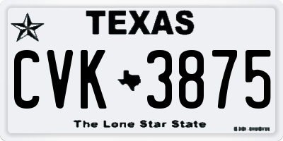 TX license plate CVK3875