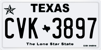 TX license plate CVK3897