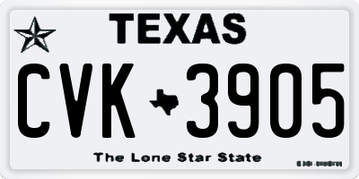 TX license plate CVK3905