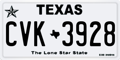 TX license plate CVK3928