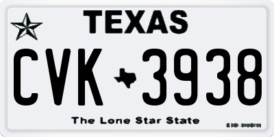 TX license plate CVK3938