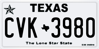 TX license plate CVK3980