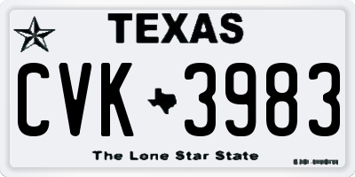 TX license plate CVK3983