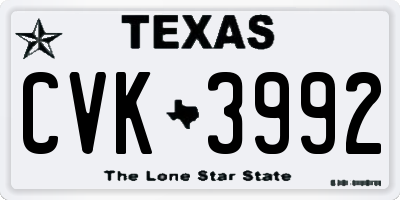 TX license plate CVK3992