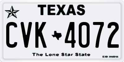 TX license plate CVK4072
