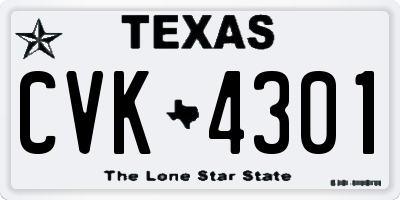 TX license plate CVK4301