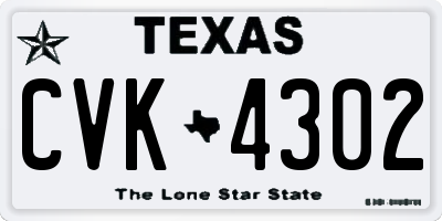 TX license plate CVK4302