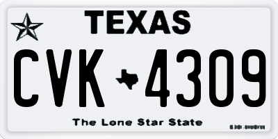 TX license plate CVK4309