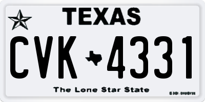 TX license plate CVK4331