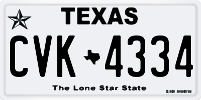 TX license plate CVK4334