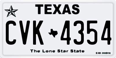 TX license plate CVK4354
