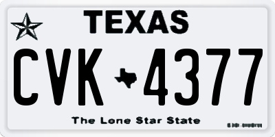 TX license plate CVK4377
