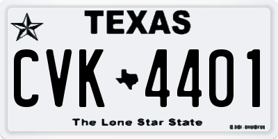 TX license plate CVK4401