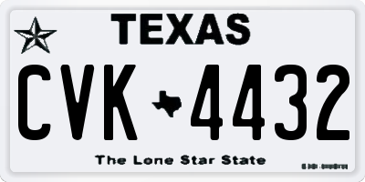 TX license plate CVK4432