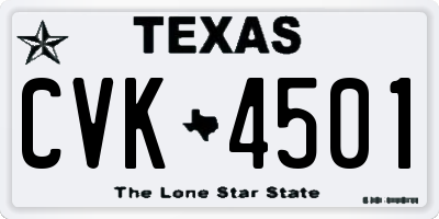 TX license plate CVK4501