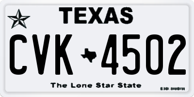 TX license plate CVK4502