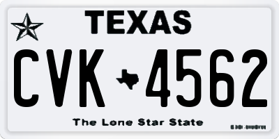 TX license plate CVK4562