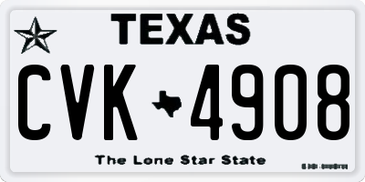 TX license plate CVK4908