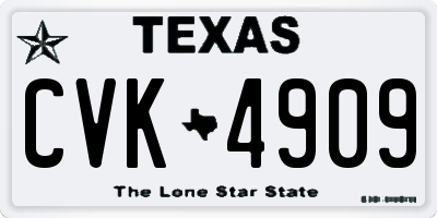 TX license plate CVK4909