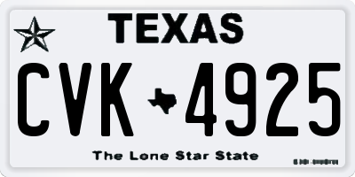 TX license plate CVK4925
