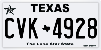 TX license plate CVK4928