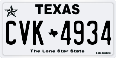 TX license plate CVK4934