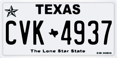 TX license plate CVK4937