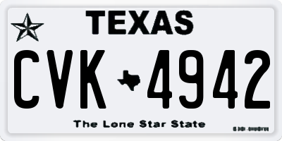 TX license plate CVK4942