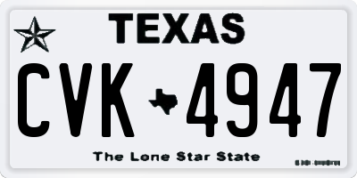 TX license plate CVK4947