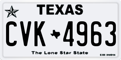 TX license plate CVK4963