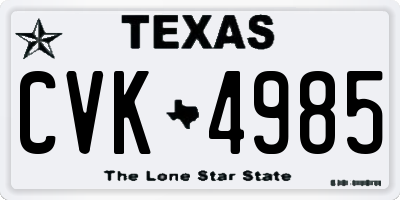 TX license plate CVK4985